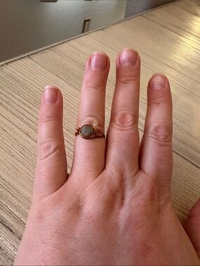 Handmade Copper-Plated Wire-Wrap Ring with Faceted Labradorite | Size 7.5